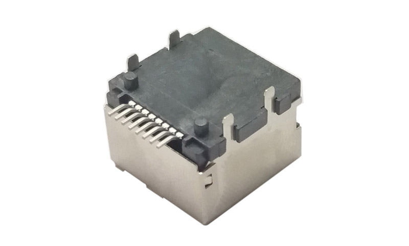 屏蔽双铁脚贴片式RJ45母座