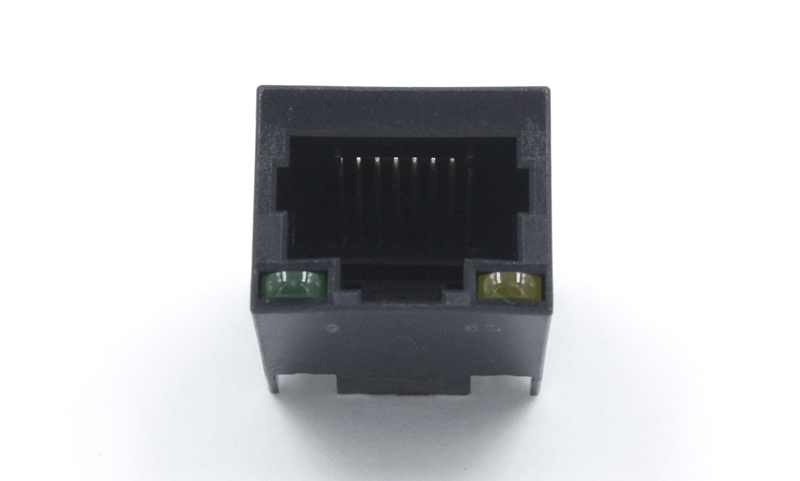 全塑直立式8P8C带LED灯RJ45网络母座