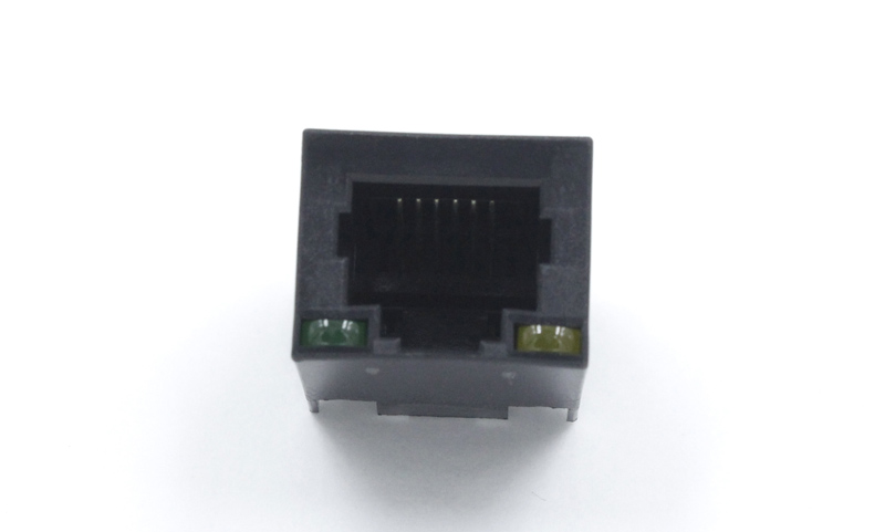 8P6C直插全塑带LED灯RJ45母座