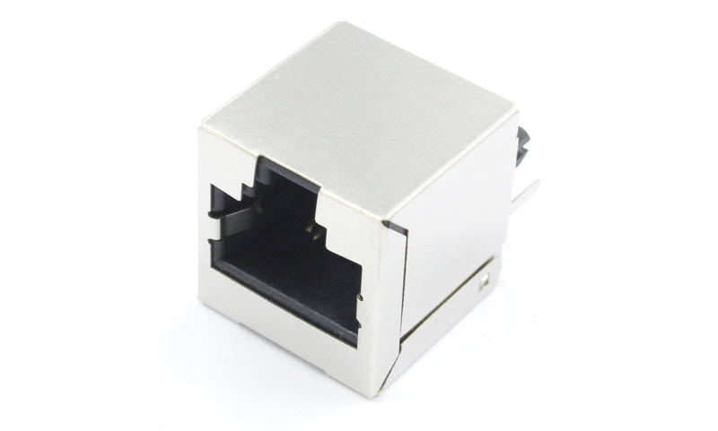 Cat5 Cat6带屏蔽铜壳直立式180度RJ45连接器