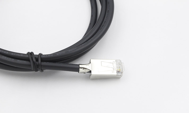 尾端镀锡带屏蔽RJ45水晶头线束