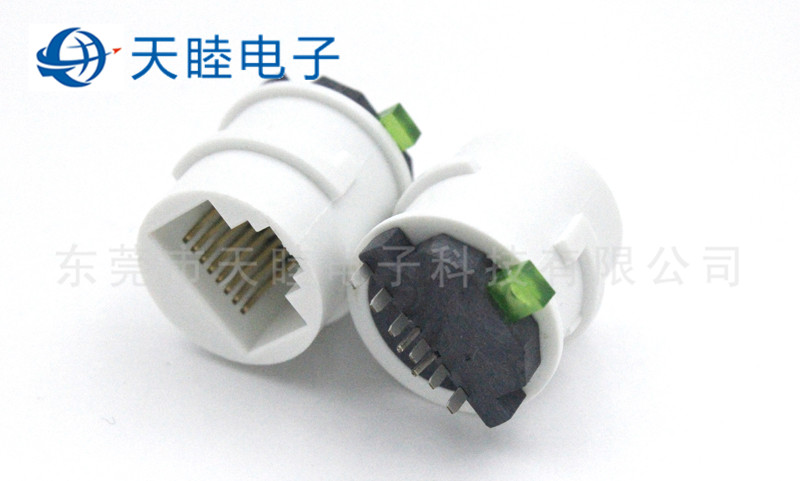 户外带灯RJ45连接器 8P6C防水母座 正负极集成 户外带灯RJ45连接器 8P6C防水母座 正负极集成