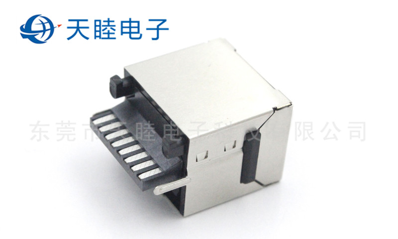 焊线式8P8C带边带屏蔽直立式RJ45连接器