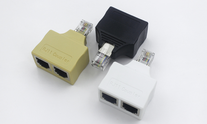 RJ11 6P6C一公转两母全塑连接器 RJ11 6P6C一公转两母全塑连接器