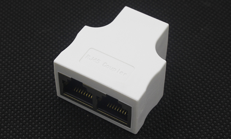 白色8PIN RJ458P8C 网络三通头耦合器