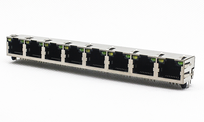 8口RJ45网络母座 90度1X8网络连接器