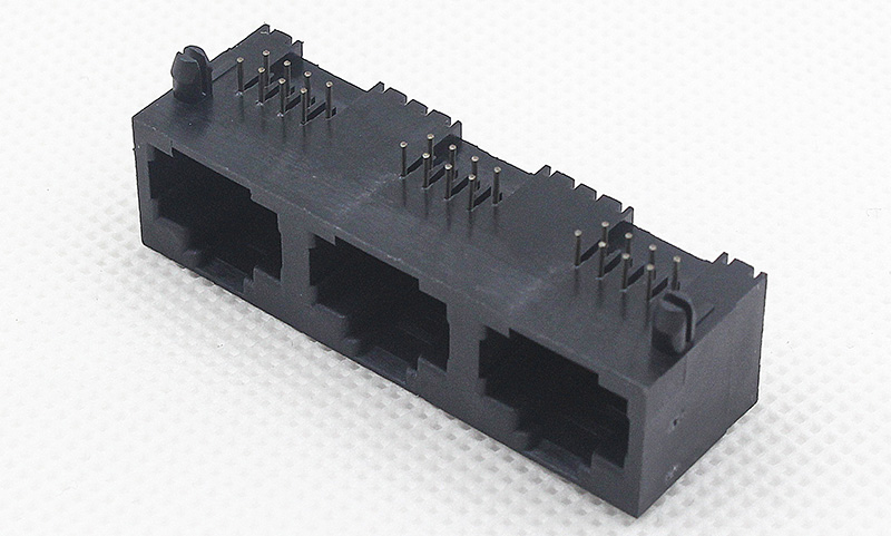 全塑1X3三口8P8C网络母座 RJ45网络连接器 全塑1X3三口8P8C网络母座 RJ45网络连接器