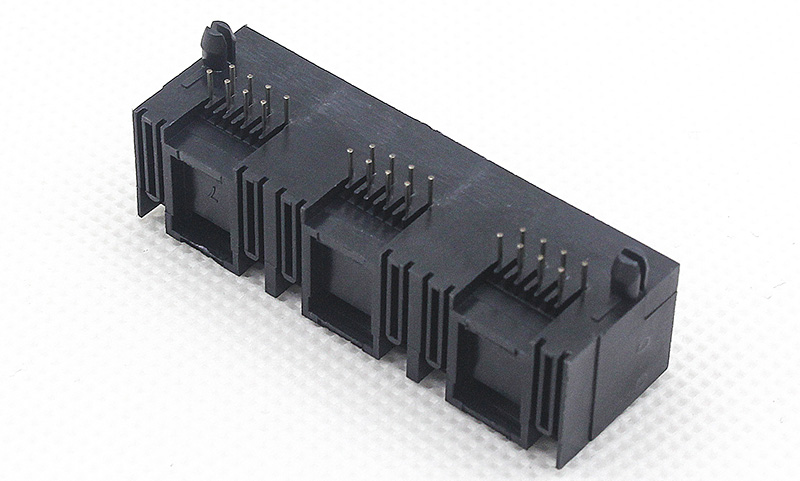 全塑1X3三口8P8C网络母座 RJ45网络连接器 全塑1X3三口8P8C网络母座 RJ45网络连接器