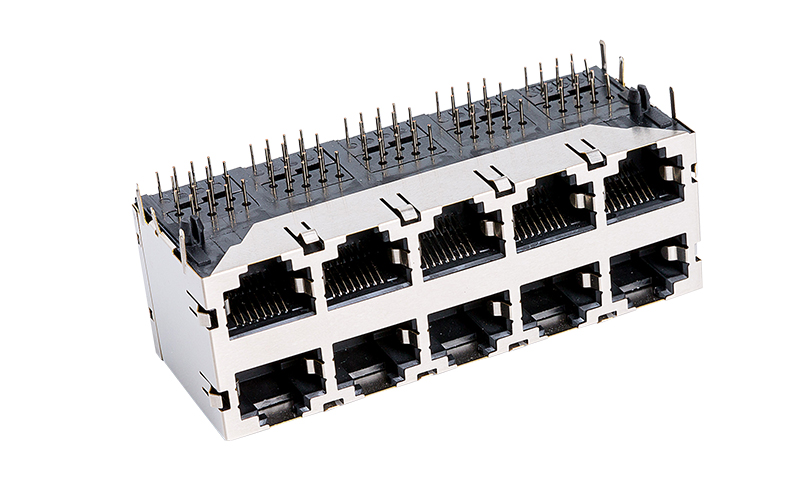 90度2X5双层RJ45网络连接器