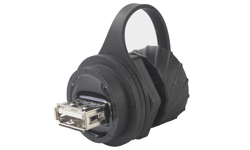 USB 2.0 A母转母转接头耦合器防水防尘盖工业级航空面板